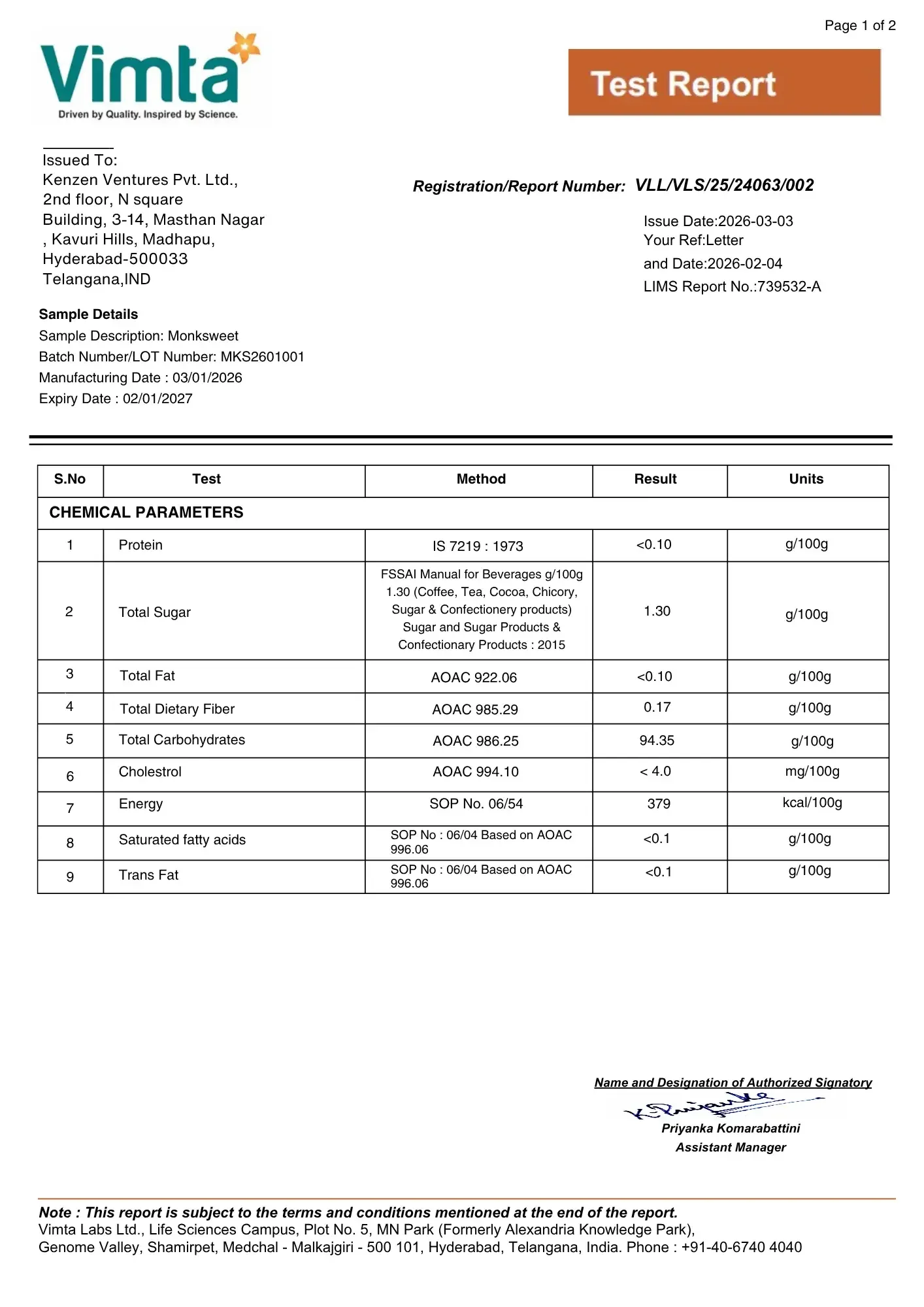 Monk Fruit Lab Report 1